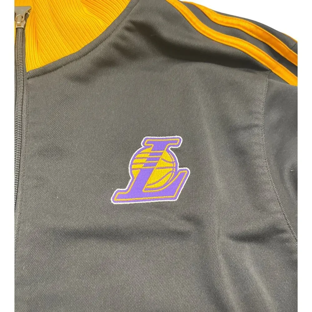 Adidas LA Lakers Track Jacket Gray Gold Full Zip XL